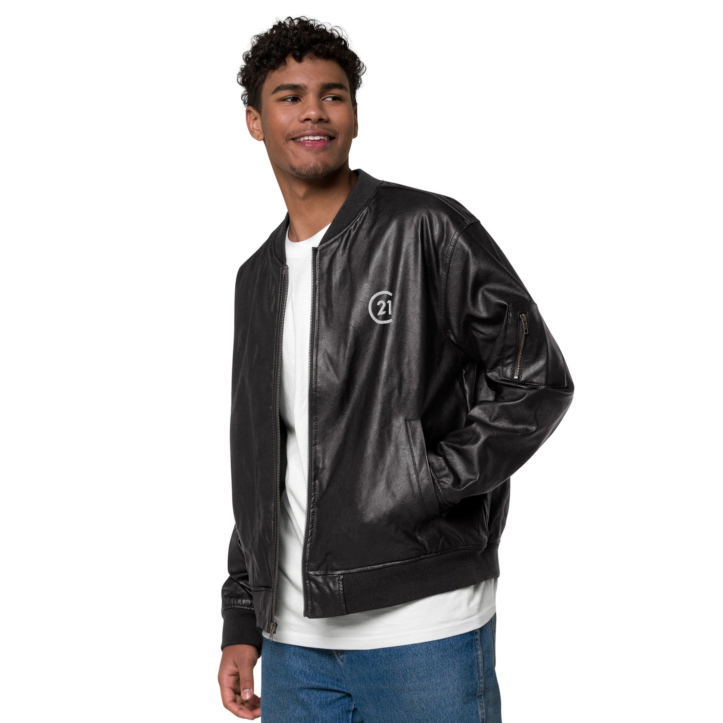 C21 Leather Bomber Jacket