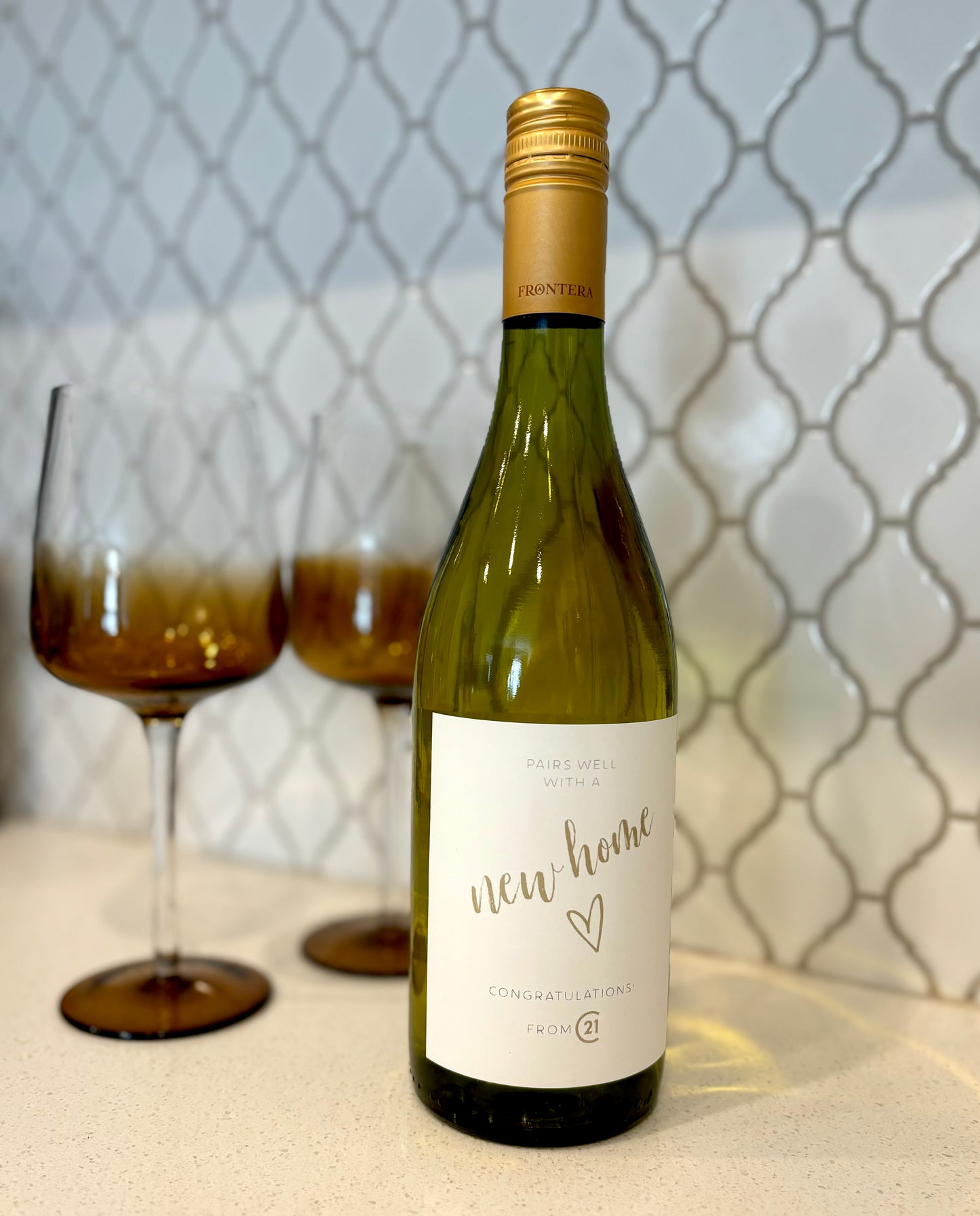 "Pairs well with a new home" Label