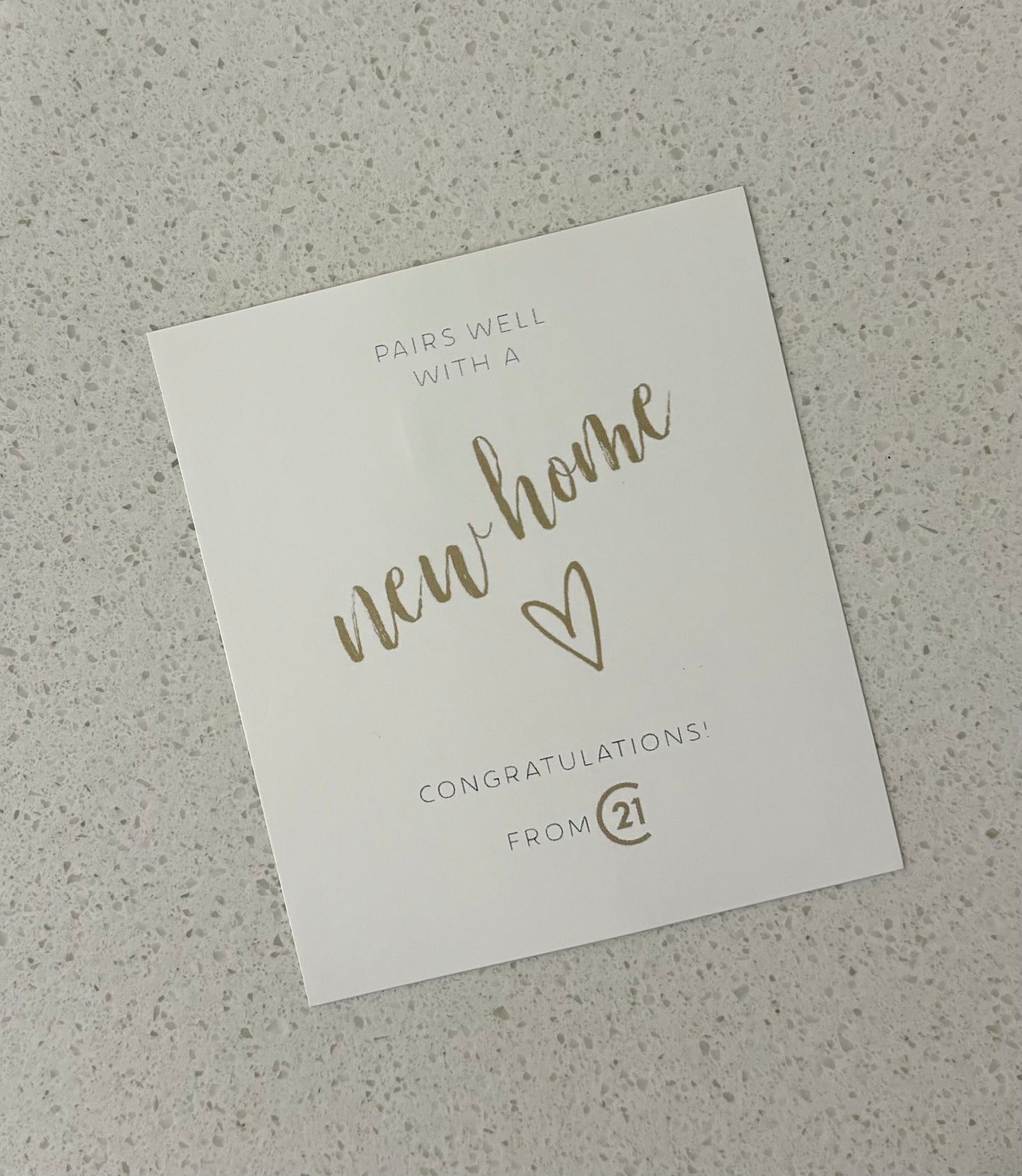 "Pairs well with a new home" Label