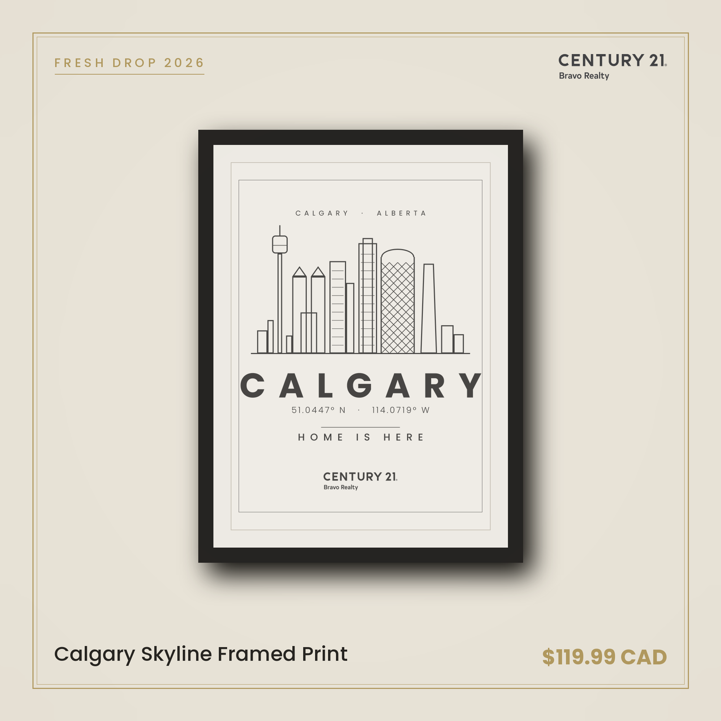 Calgary Skyline Framed Print — Century 21 Bravo Realty
