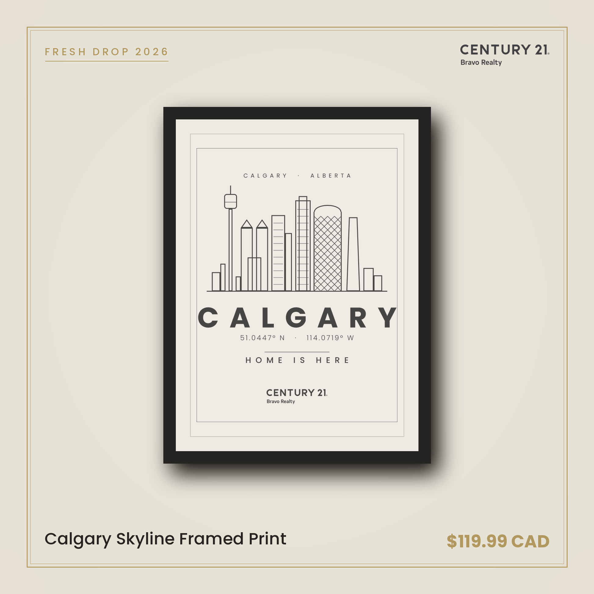 Calgary Skyline Framed Print — Century 21 Bravo Realty