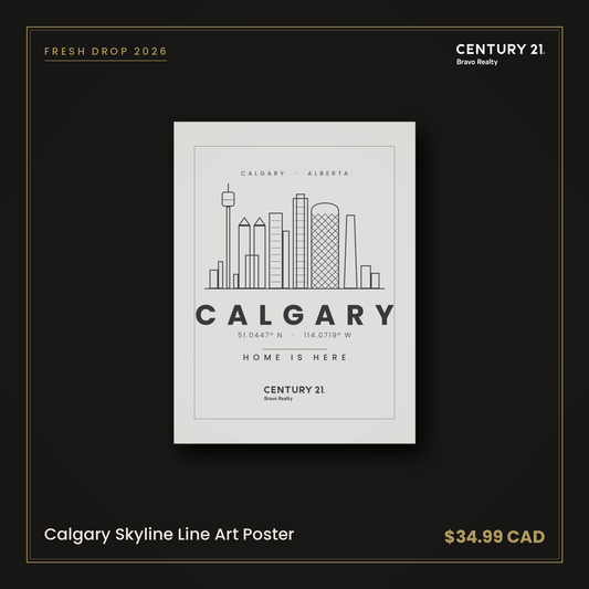 Calgary Skyline Line Art Poster — Century 21 Bravo Realty