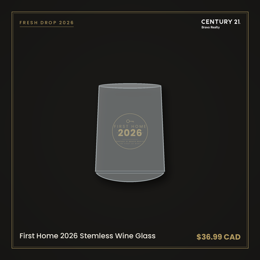 First Home 2026 Stemless Wine Glass — Century 21 Bravo Realty