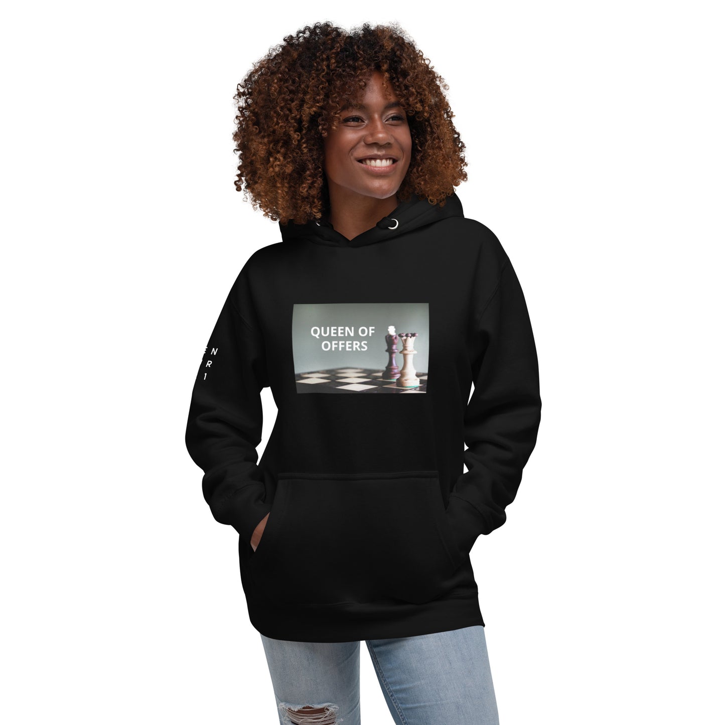 Queen of Offers Century 21 on right sleeve Unisex Hoodie
