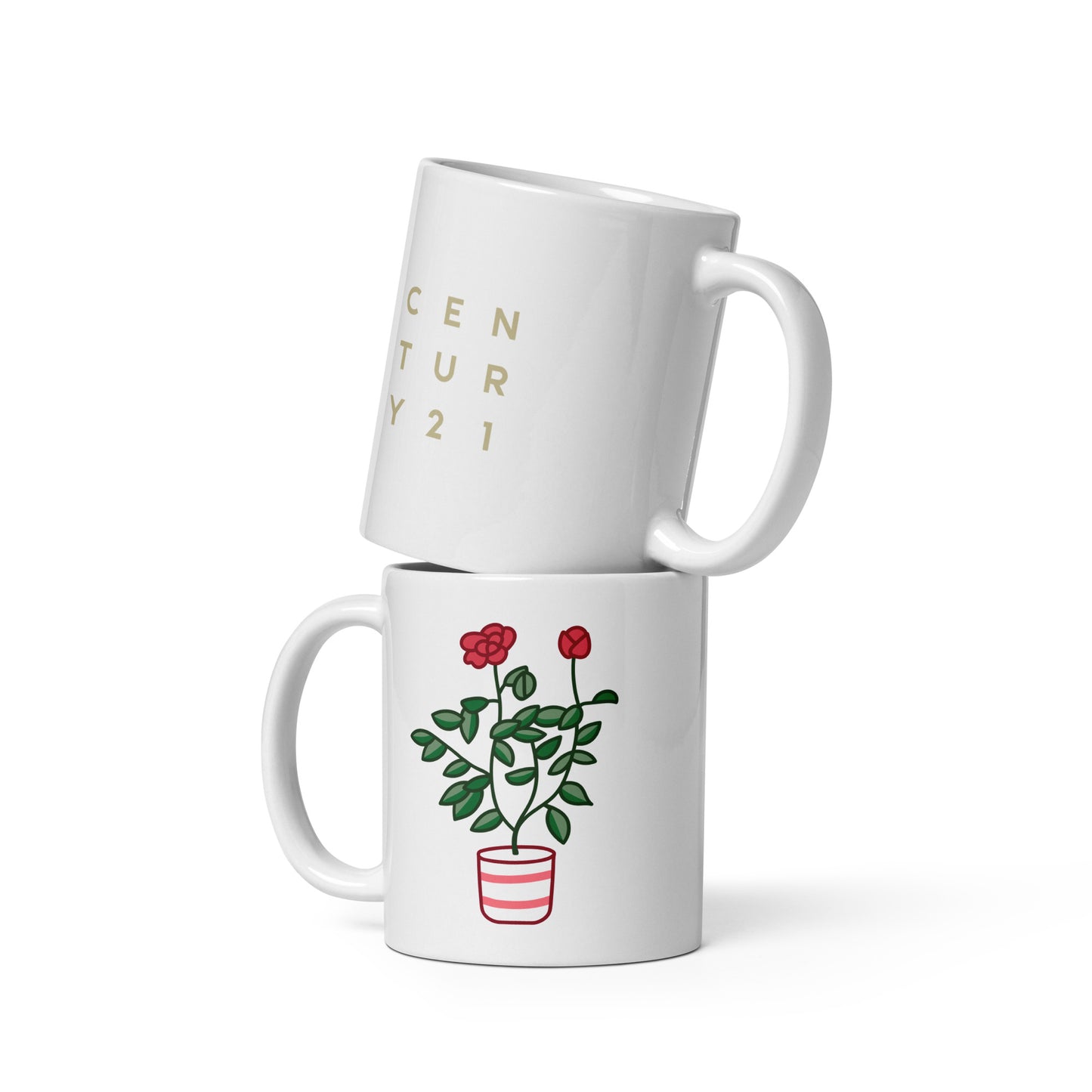 Roses "Century 21" glossy white mug